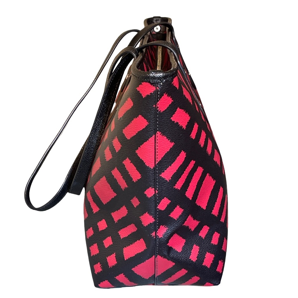 Coach City Tote in Red & Black Buffalo Plaid Canvas - Picture 6 of 16